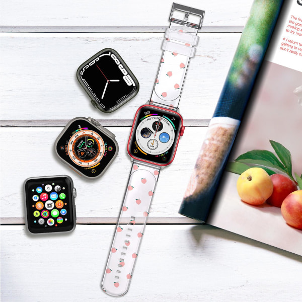 Kompatibel med Apple Watch 41mm / 40mm / 38mm Rem Flexibelt Transparent Persikodesign