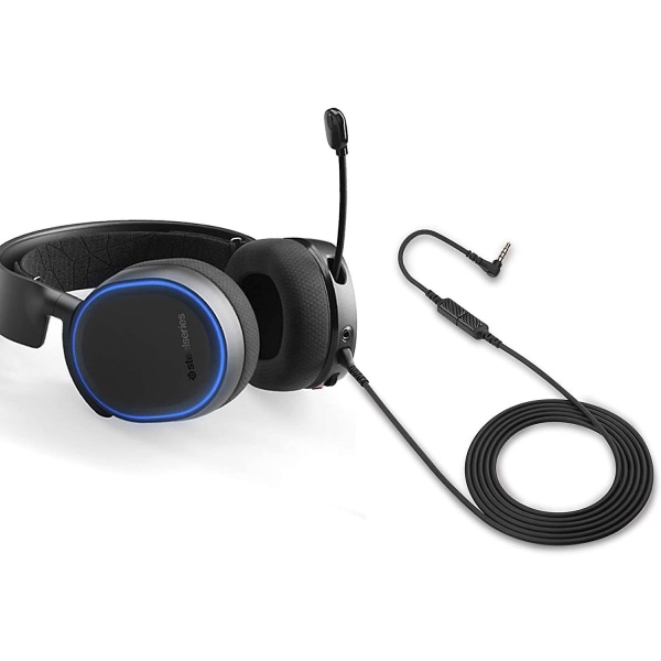 2-i-1 erstatningslydkabel kompatibelt med Steelseries Arctis 3, Arctis 5, Arctis 7, Arctis Pro