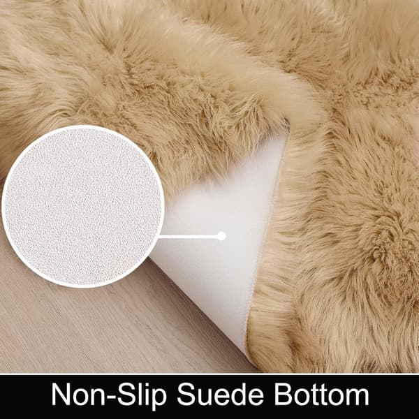 Firkantede fuskepels-fleece-fluffy tepper, vaskbart yogateppe, soveromsgulvtepper, kamel - 2'x 4', kamel