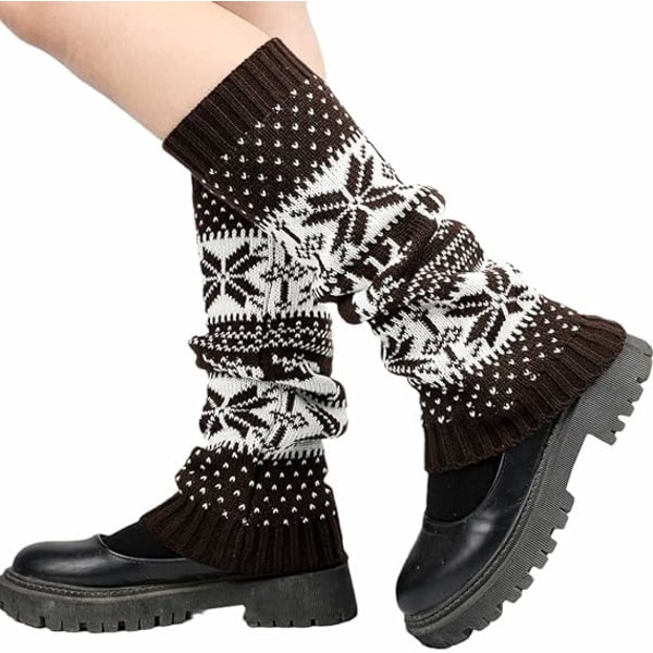 Lumihiutale Neulotuista Sukista Boot Cuffs Sukat Neulo Leg Warmers Talvi Leg Warmers Boot Cuffs Sukat Naisille Ja Tytöille brown