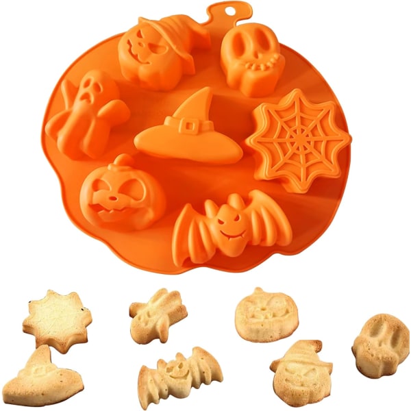 Halloween Silikonform - Gresskar Flaggermus Spøkelse Hodeskalleformet | Baking Chocolate Candy Mold