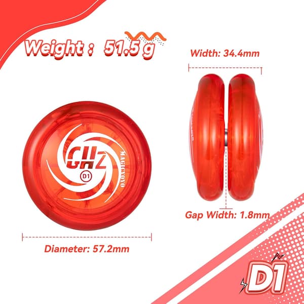 Responsiv Yoyo D1 GHZ, Yoyo til børn Begyndere Professionel Yo Yo Looping Yo-yo, Rød