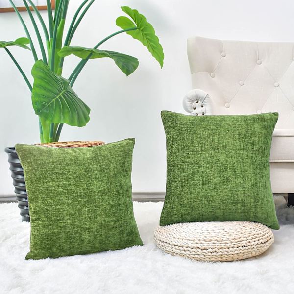 2-pack mysiga kuddfodral för soffa heminredning färgad mjuk chenille 40 x 40 cm klar orange