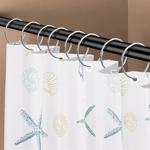Duschdraperi-krokar, duschdraperi-ringar för badrum duschstång, snäppfogsdesign silver