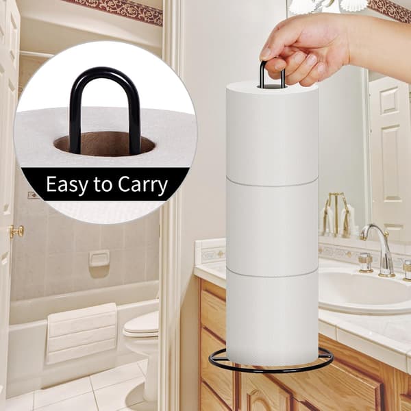 Fritstående toiletpapirholder, sort toiletpapirholder til opbevaring af 3 ruller toiletpapir (sort)