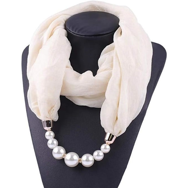 Damhalsdukar Multifunktionell Unik Hänge Halsduk Halsband Snygg Infinity Halsduk med Smyckesaccessoar（Beige）