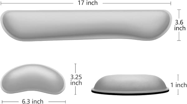 1 sæt Forstør Keyboard Håndledsstøtte Pad, Memory Foam Sæt Håndledspude Støtte for Nem Skrivning & Smertelindring, Kontor, grå
