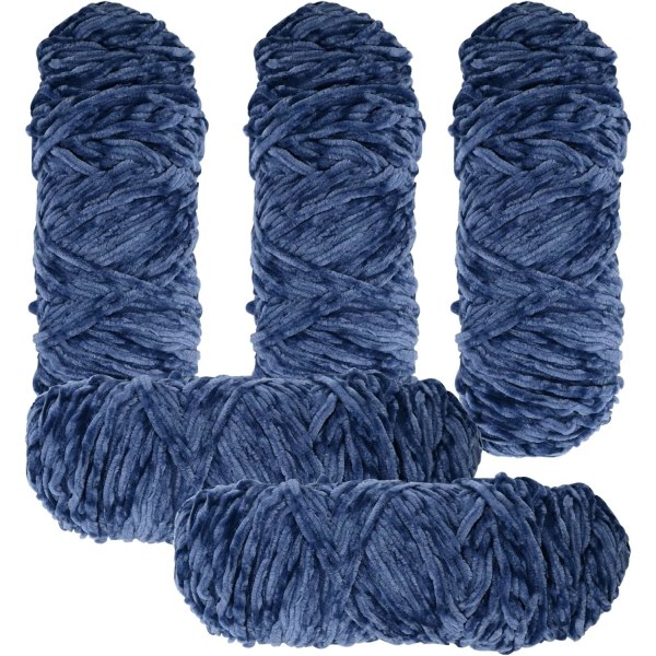 Strikkegarn Uldgarn Hæklegarn 5 x 95g Strikkegarn, Chenille Garn, til Garnprojekter blue gray