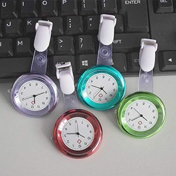 Sjuksköterska klocka brosch silikonklämma infektionskontroll design sjuksköterska läkare sjukvårdare brosch fob klocka（lila）