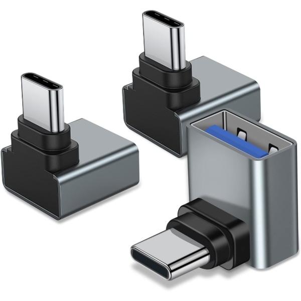 90 Graders USB C til USB Adapter Pakke med 3, Vinklet USB C Han til USB 3.0 Adapter, til MacBook Pro 2020/iMac/MacBook osv.