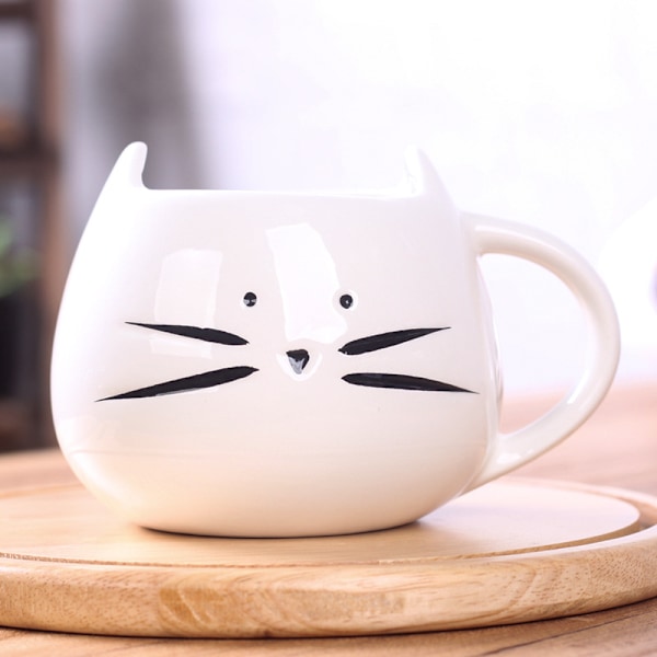 Söt Keramikmugg i Form för Kaffe, Mjölk, Vatten, Te etc, Vit
