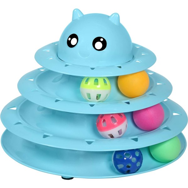 Cat Toy Roller 3-Level Turntable Cat Toys Balls with Six Colorful Balls Interactive Kitten Fun Mental  Puzzle Kitten Toys.