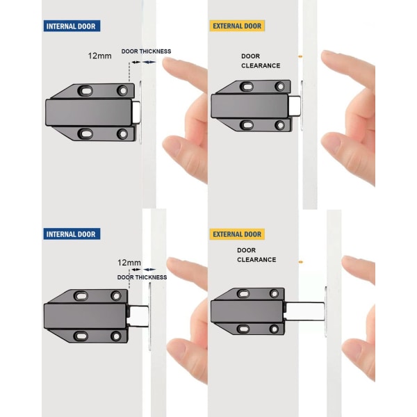 Tryck för att öppna dörrlås 4-pack skåp magnetiska tryckdörrlås svart skåp trycklås släpp dörrmagnet kök låda närmare trycköppnare