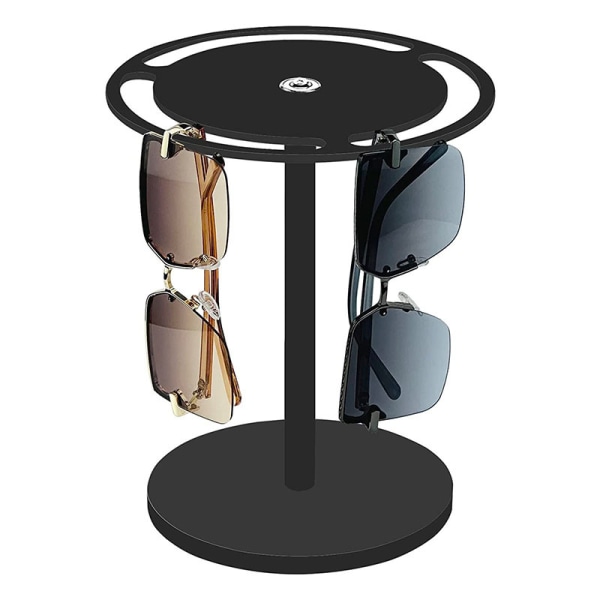Hållare för solglasögon i akryl med 360 roterande glasögonställ, svart glasögon, organizer
