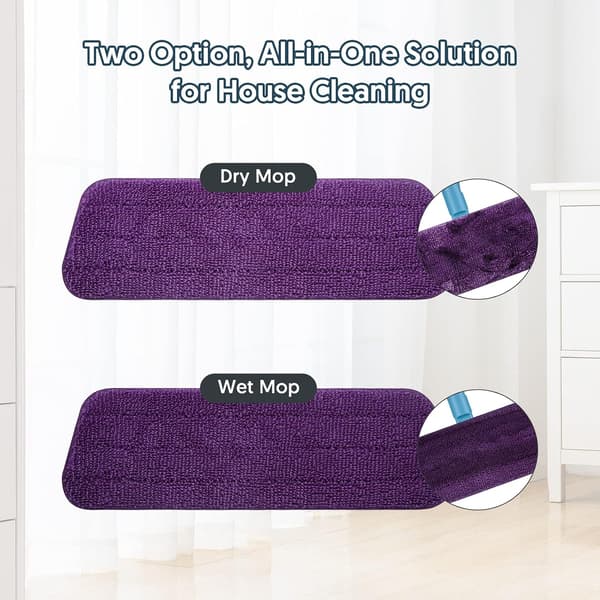 7-pack återanvändbara moppdynor för spraymopp - Mikrofiber mopprefilldynor, kompatibla med 13''-15'' spraymoppar & golvmoppar, lila