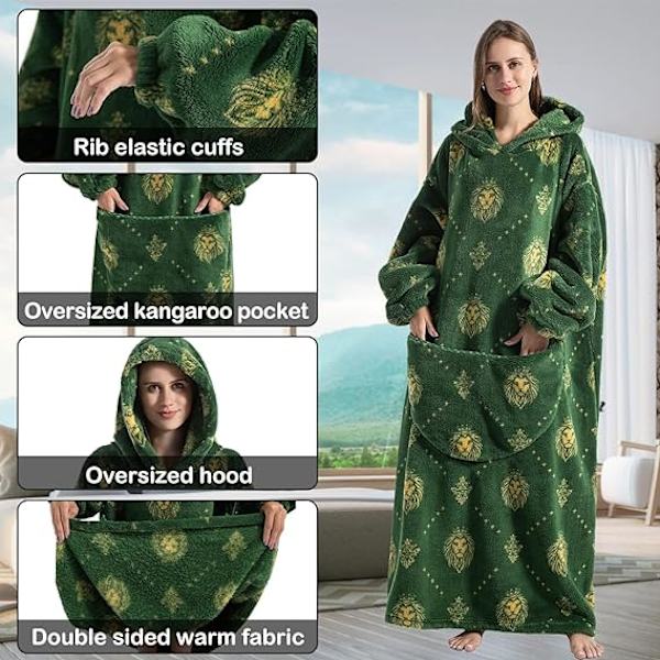 Oversized teppegenser for voksne Super Soft Extra Long Wearable teppegenser med lomme Wearable Vinter varm genser Unisex for kvinner menn
