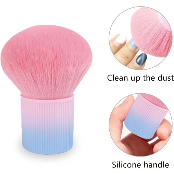 2 stk Nail Art Dust Brush, Akryl Negle Dust Remover børste, Dip Powder Remover Makeup børste