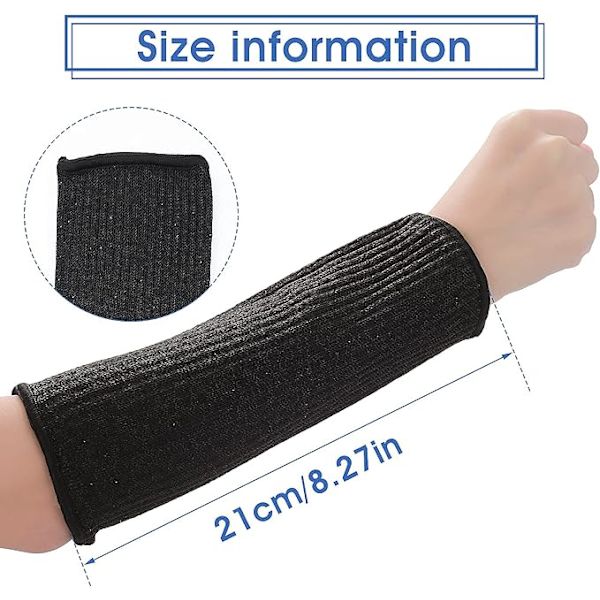 2 par skærefaste ærmer niveau 5 beskyttelsesærmer arm beskyttelsesærmer beskyttelse, sort og grå, 20 cm