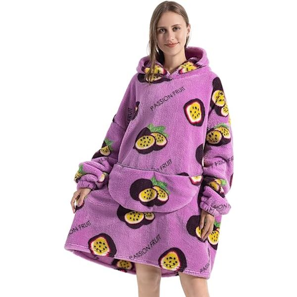 Överdimensionerad huvtröja filt för kvinnor vuxna överdimensionerad bärbar huvtröja pullover, bärbar filt huvtröja supermjuk varm mysig tröja Passion Fruit