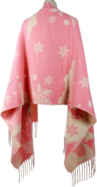 Sjal-skjerf i juletema – høst og vinter – rosa
