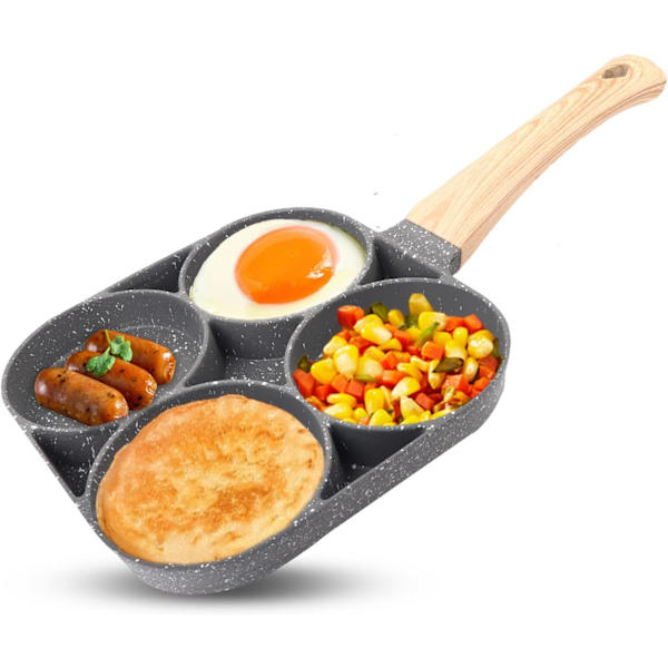 Nonstick 4-koppars äggkokare, aluminium pannkaka panna äggkokare omelettpanna multi bakning stekpanna