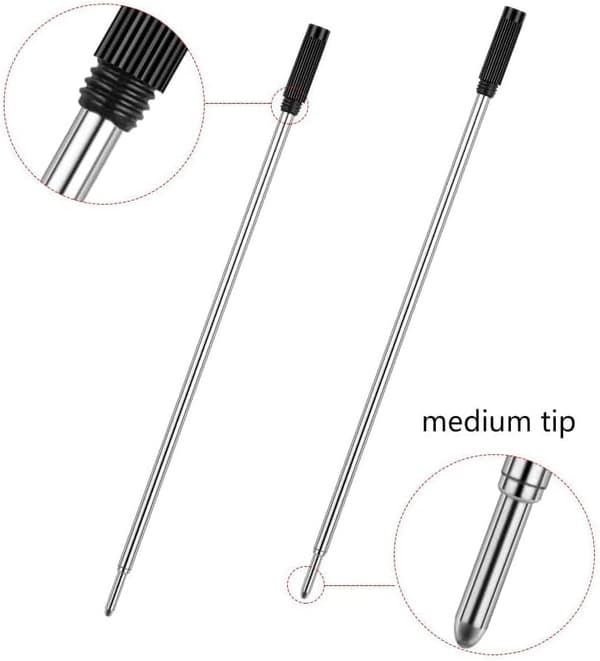 4,5'' kulepennrefiller, medium spiss pennrefill - svart blekkrefill. (20 stk)