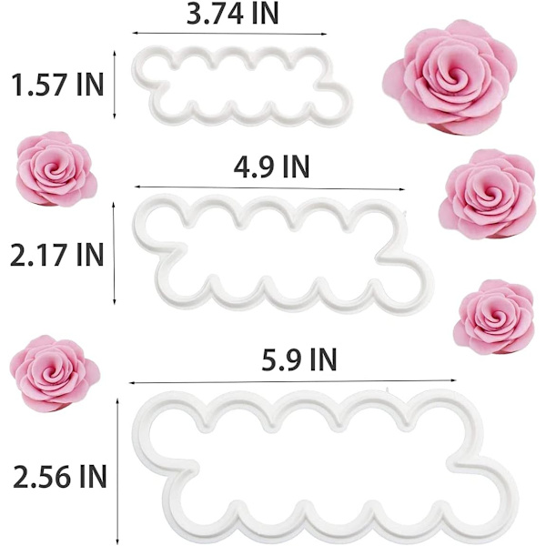Kakepynt Blomsterformer - 3 stk Spiselige Roseblader Plast Kakeformer Fondant Blomsterformer Og Kuttere