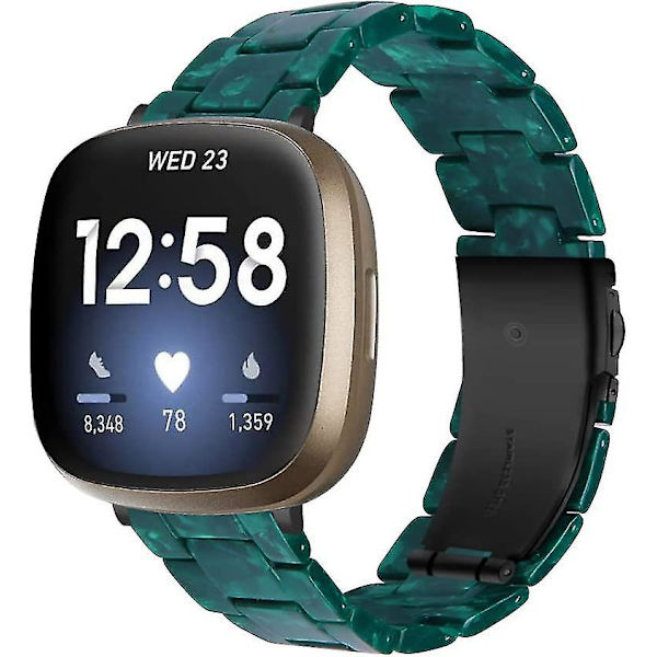 Vaihdettava ranneke, muodikas hartsiranneke, yhteensopiva Fitbit Sense Versa 3:n kanssa (tummanvihreä)