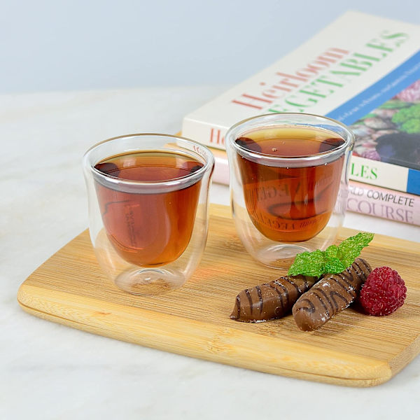 4 Pakke 80ML Espressokopper, Dobbeltvegget Termoisolert Espressokopper, Glass Kaffe Kopper