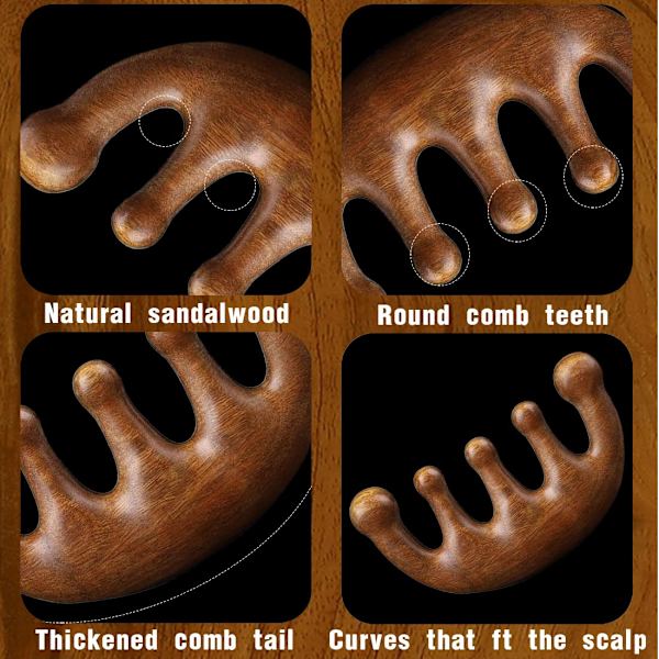 Träkam, Multipurpose Scalp Gua Sha Kam, Trä Hårkam