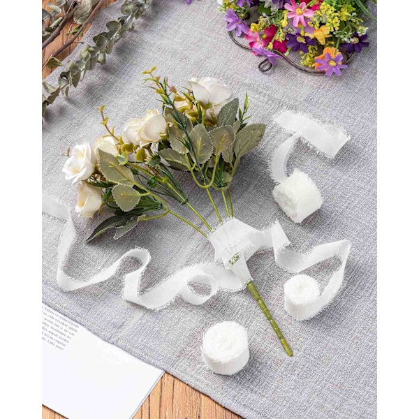 4cm*5m Vinröd Presentband Bröllop Röd Chiffongband Röd Tygband White