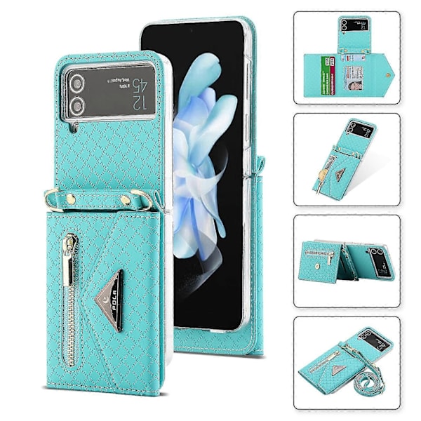 Lompakkokotelo Yhteensopiva Galaxy Z Flip 4:n kanssa, Crossbody-kaulanauha Pu-nahkainen suojakuori korttipaikoilla