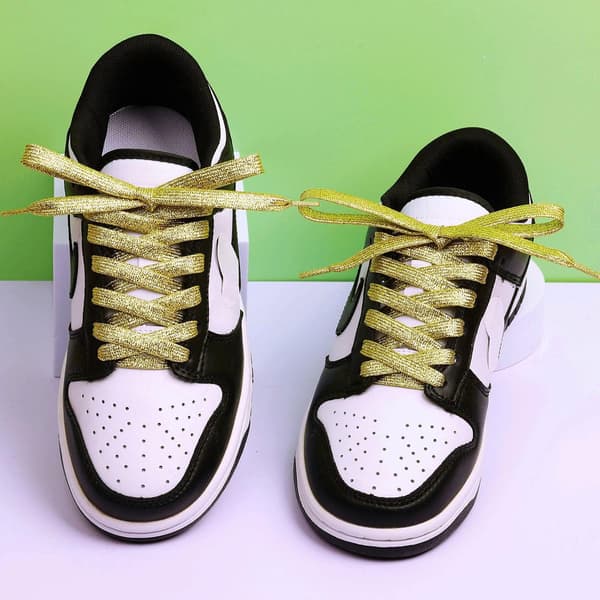 2 par glitter snørebånd flade snørebånd Hell Gold