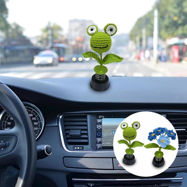 Bil Bobble Head Groda - 2st Rolig Instrumentbräda Tillbehör Inredning Virkade Bildelar Groda Svängande Prydnad