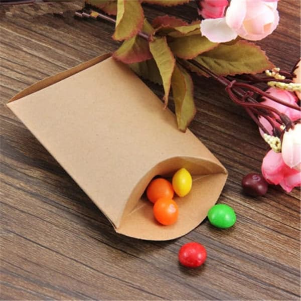 100 st Giftaskar 9*6.5CM Kraftpapper Godisask, med 55cm Rep