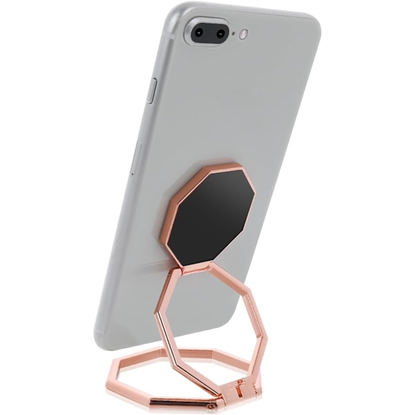 Mobiltelefon Ringholder, 360° Roterende Fingerstand, Sammenklappeligt Metalhåndtag, Justerbar Mobiltelefonholder, Kompatibel med de fleste Smartphones Rose gold