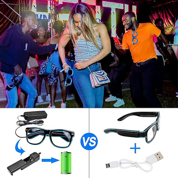 Trådløse LED-briller med blinkende modus, gløder i mørket for rave-fest, Halloween, jul, disco, konsert, EDM (grønn)