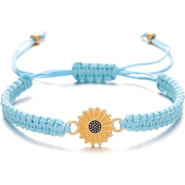 Solrosarmband Justerbara Boho Sunflower Daisy Charm Armband Handgjorda flätat rep Vänskap Matchande armband Vänner Sommarsmycken