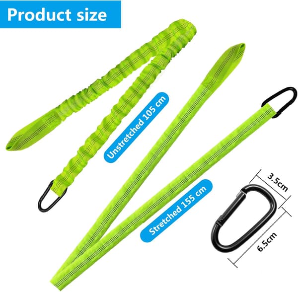2-pack kajakpaddelkoppel, 1,5 m elastiskt säkerhetskoppel, elastiskt kanotpaddelkoppel med fjäderkrok surfkoppel (orange)