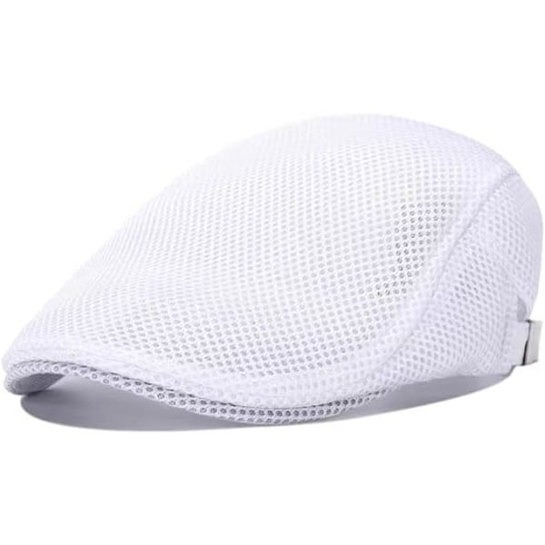 Sommer fladhat til mænd, flad cap fladhat sommer mesh fladhat White