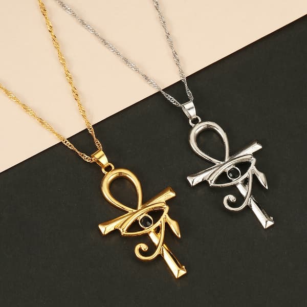 2 STK. Ægyptisk Kors Vedhæng Livets Nøgle Amulet Beskyttelse, Legering Silver