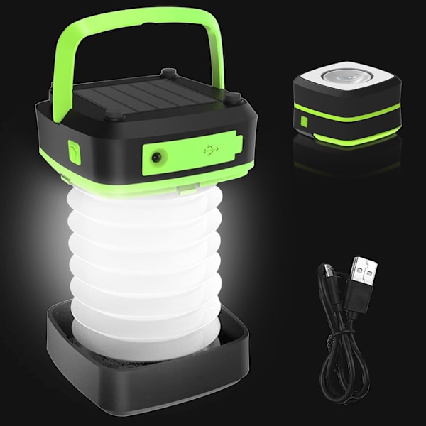 Foldbar Solar Campinglampe Vandtæt Campinglanterne, Genopladelig Campinglampe, til Camping, Vandreture, Eventyr
