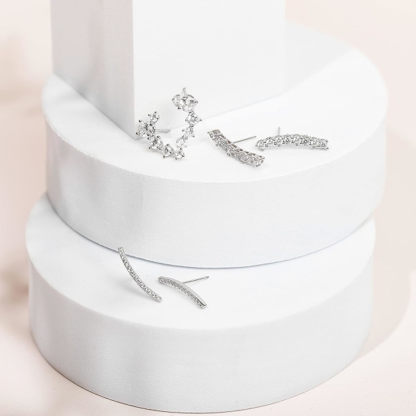 14K forgyldt sterlingsølv-post Cubic Zirconia ørecrawler-øreringe