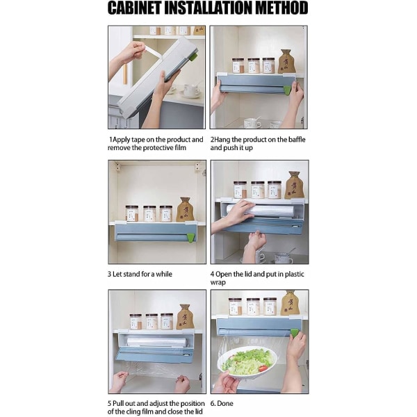 Dispenser och skärare för plastfolie och aluminiumfolie, väggmonterad film, foliehållare, dispenser och skärare för plastfolie