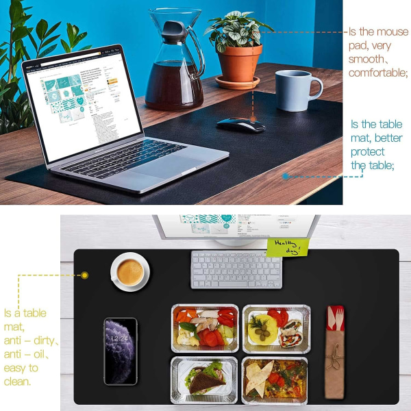 Nahkainen työpöytäalusta, kannettavan tietokoneen pöytäalusta, suuri pelihiirimatto, liukumaton nahkainen pöydänsuojus