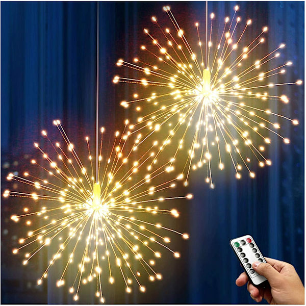 Ilotulitusvalot 200 LED kuparilanka tähtivalot, 8 tilaa paristokäyttöiset keijutähtipallovalot kaukosäätimellä 2 kpl