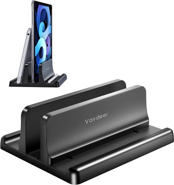 1 stk. Vertikal Laptop Stand Holder Plast Justerbar Desktop Notebook Dock Pladsbesparende 3 i 1 (sort)