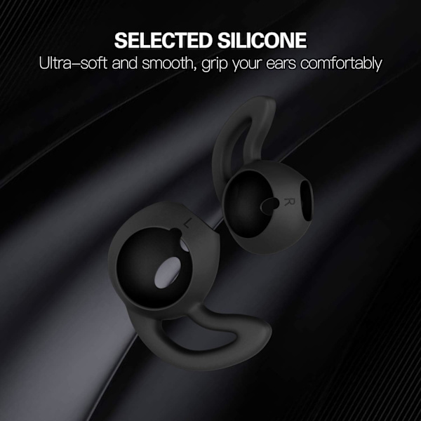 5 par silikonöronspetsar kompatibla med AirPods 1 och 2, mjuka halkfria sportöronsnäckor i silikon, anti-dropp öronsnäcka gelhörlurar (svart)