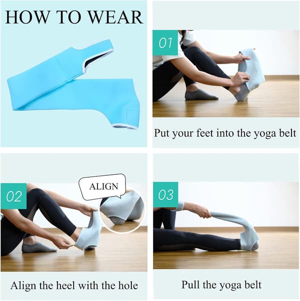 Strækrem Yoga Rem til Fysioterapi, Yogabånd til Stretching Yogabælte til Hjemmetræning
