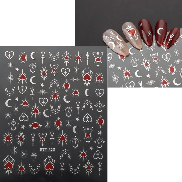 9 ark Moon Star Nail Art Stickers Dekaler Självhäftande Pegatinas Uñas Sun Nail Supplies Nail Art Design Dekoration Tillbehör